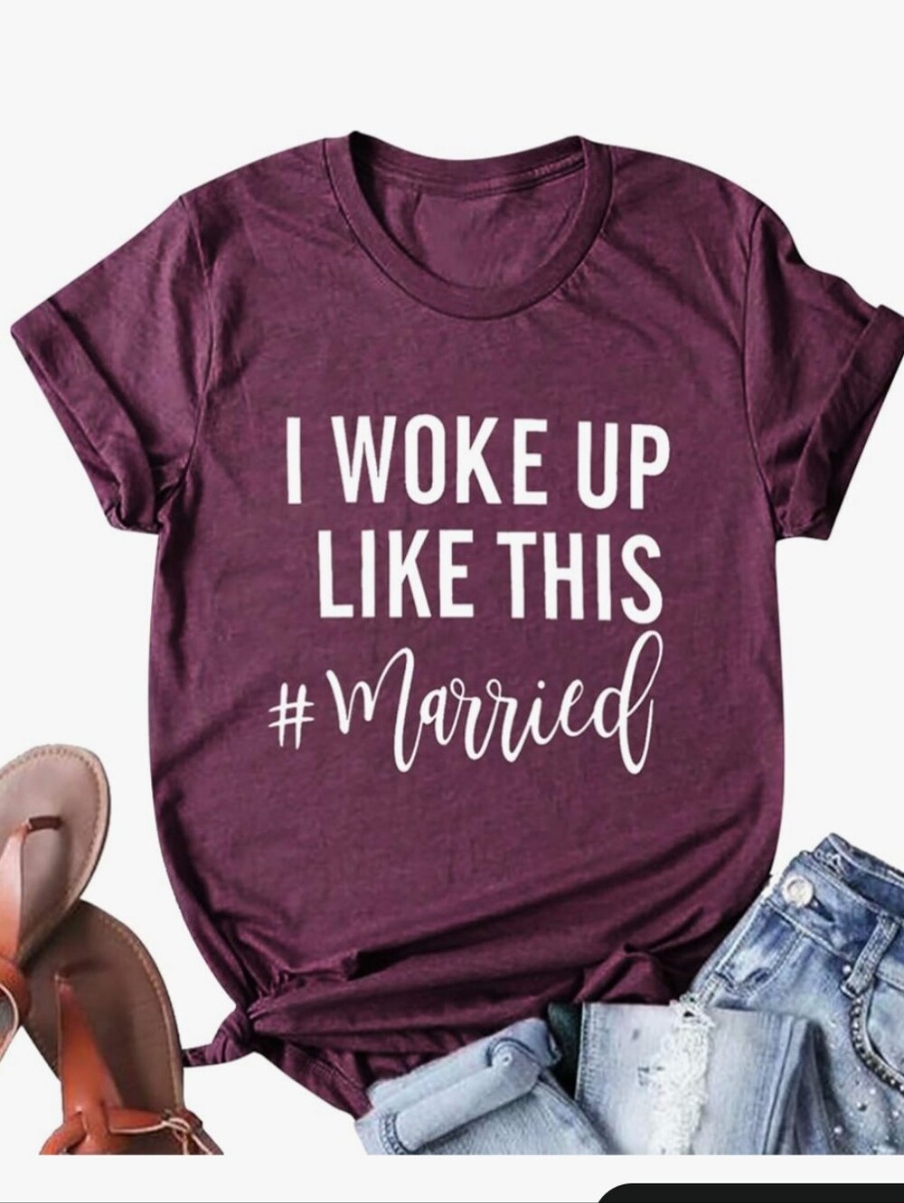 I Woke Up Like This #Married Tee - Plum Graphic T-Shirt